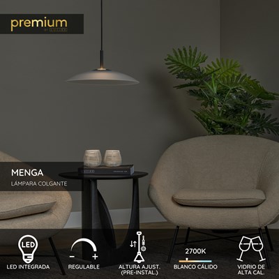 Lucide MENGA - Lámpara colgante - Ø 40 cm - LED Regul. - 1x11W 2700K - Ópalo | Premium